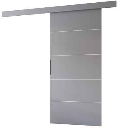 MINIO go for it - Schiebetür Komplettset CLEAN B, 86 cm Breit, Schiebetüren, Wandmontage, Schiebetürsystem, Zimmertüren - Grau Matt
