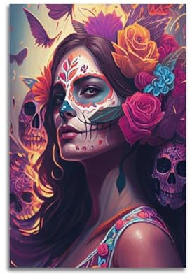 SILATSAWTU Poster zum Tag der Toten, Karneval des Lebens, dekoratives Gemälde, Leinwand, Wandposter und Kunstdruck, moderne Familienschlafzimmer-Dekoration, Poster, 20 x 30 cm
