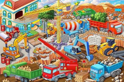 Jigsaw Puzzles 100 Pieces for Kids jigsaw puzzles for Kids 100 Piece Puzzle Educational Learning Toys for 6 7 8 9 girls and boys-Engineering Vehicle