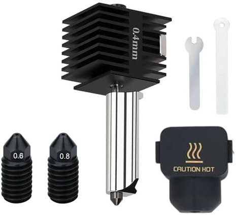 HzdaDeve Hotend für A1 Mini/A1 Druckkopf Upgrade Hochtemperatur 0.4MM 0.6MM 0.8MM gehärtete Stahldüse Hot End Kit Extruder Ersatz mit 1PC Silikon Abdeckung Socke für Bambu Labor 3D Drucker