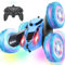 Ferngesteuertes Auto, 90 Min Spielzeit, 2.4Ghz Doppelseitig 360° drehbarer RC Crawler mit Scheinwerfern Radlichtern, 4WD Off Road Drift RC Auto Spielzeug Geschenke für Jungen 6-12 Blau