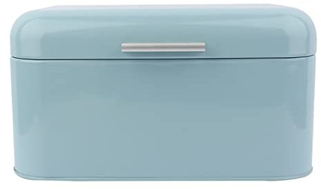Retro Metal Bread Bin Box Large Capacity Kitchen Storage Container for Home (Blue)