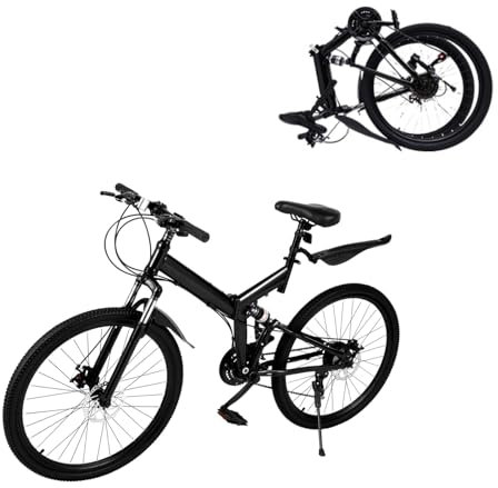 HUSPOO 26 Zoll Mountainbike 21 Gang MTB Bike mit Doppelscheibenbremse Fahrrad Bike Höhenverstellbar Klappfahrrad für Jungen, Mädchen, Damen,Herren