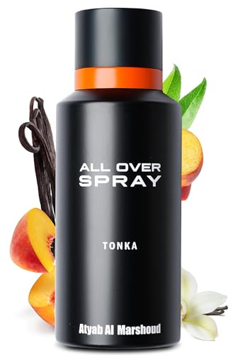 Atyab Al Marshoud Tonka All Over Spray (125 mL) - Long-Lasting (Up to 24 Hours), Unisex Fragrance Mist, Warm Tonka & Vanilla with Cardamom and Peach, Premium All Over Spray for Women & Men