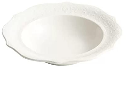 Assiettes plates Assiette en céramique assiette à soupe ronde bol à pâtes domestique avec motif en relief assiette à salade de café de restaurant assiette à soupe blanche pure assiette profonde Servic