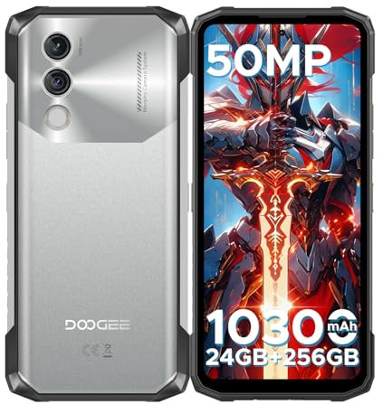 DOOGEE Blade10 Power Telefono Movil Resistente, 10300mAh 24GB+256GB/2TB NFC Cámara 50MP Móvil Rugerizado, 6.6'' HD+90Hz Smartphone Android 14, Face ID/Huella/Widevine L1/Dual 4G/GPS/Huella Móvil 2025