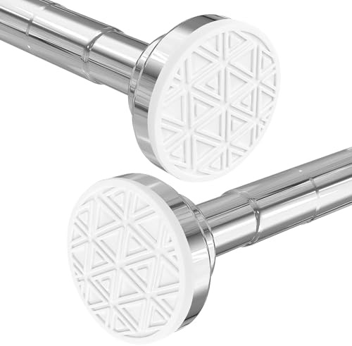 wintfarm Extendable Shower Curtain Poles 48-133 cm,No Drill Tension Rod Adjustable Shower Curtain Rail,Non-Slip,Never Rust,304 Stainless Steel,for Bathroom,Kitchen(Silvery, 48-133 cm/18-52 in)