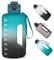 GEMFUL 2.2 Liter Trinkflasche Training Groß Gym Bottle mit Griff BPA Frei mit Zeitmarkierungen für Fitness Yoga Camping (grün schwarz)