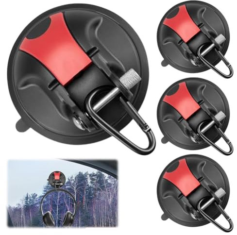 Fouvin 4 Stück Saugnapf Haken, Saugnapf Haken Camping, Saughaken Extra Stark für Camping, Wohnwagen,Vorzelte,Camping, Aufhängen,Autos,Adsorption auf Fliesen, Autos, Glas,glatten Oberflächen, Max 30KG