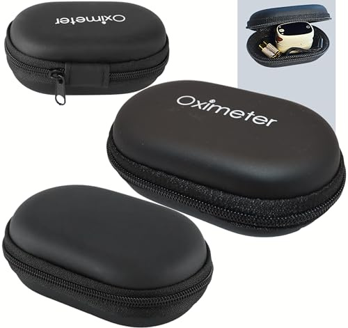 Pulse Oximeter Carrier Case, Portable Hard Shell Protective Carrying Case for Hygienic Storage of Fingertip Pulse Oximeters, Accessories & Batteries Compact, Travel-Friendly Design (Storage Case Only)