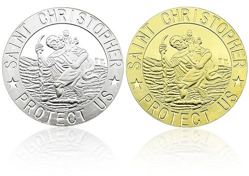 2 Stück Christopherus Auto,Heiliger Christophorus Auto,Christopherus Auto Magnet,Metall Glücksbringer Auto,Geeignet für Fahrer,Reisende,Glücksbringer,Christliche Begleiter