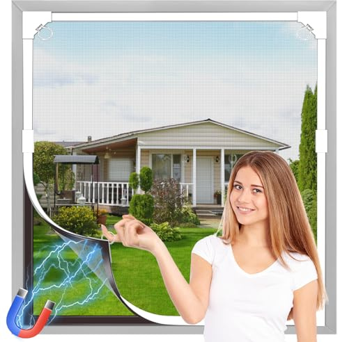 OWYR Moustiquaire magnétique pour fenêtre, DIY, 100 x 150 cm, moustiquaire magnétique réglable avec maille fine en fibre de verre