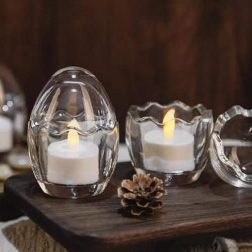 Teelichthalter in Eierform, Oster-Votivkerzenhalter, Eierschalen-Teelichthalter, Tassen-Kerzenständer für Tischdekoration, Glas-Kerzengläser für Osterdekoration