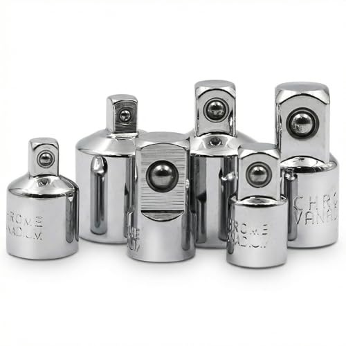 6 PCS Socket Adapter and Reducer Set, 1/4 to 3/8, 3/8 to 1/2, 1/4 to 1/2 Impact Ready, Premium Chrome Vanadium Steel Ratchet/Socket Extension/Conversion Kit/Set