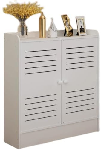 Yiustldd Modern Heater Decorative Cabinet, Slatted Design Heater Cover Cabinet with Top Storage Shelf for Home, Living Room