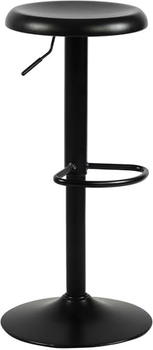 CLP Barhocker Williston | Thekenhocker mit eingelassener Sitzfläche | Höhenverstellbarer Barstuhl mit Drehfunktion und Fußstütze, Farbe:schwarz