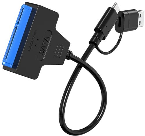Mellbree SATA to USB 3.0 Adapter | Supports 2.5 & 3.5 Hard Drive SSD/HDD | 2-in-1 USB & Type-C Design, Fast Data Transfer, Compatible with Windows, Mac and Linux Operating Systems