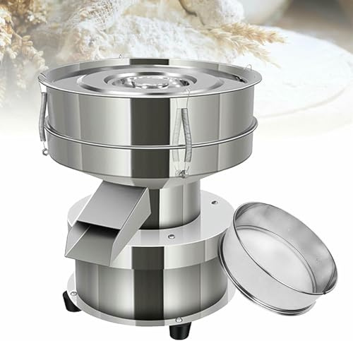 HOTAPEPU Automatic Powder Sifting Machine 40+60 Mesh Electric Automatic Vibrating Sieve, Stainless Steel Powder Sieve with Two Sieves, Powder Particle Sieve~/