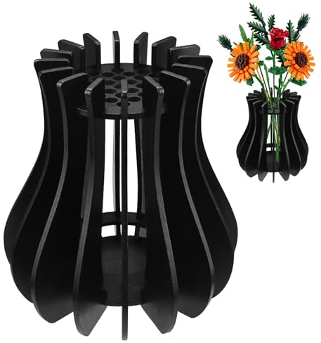 Vase for Lego Flowers Bouquet - Wooden Puzzle Vase, Wooden Puzzle for Lego Bouquet Construction Kit, vase for Lego Botanicals, Daffodils, Sunflowers, Roses, Cherry Blossom, Tulips, Lotus