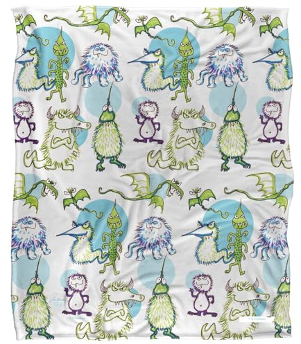 Jim Henson Signature Collection Monster Doodles Silky Touch Super Soft Throw Blanket 152 X 127 cm, White