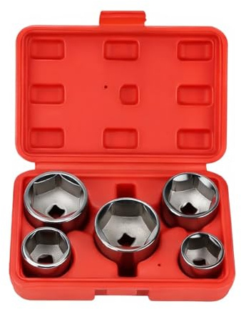 Crozgan 5Pcs Oil Filter Socket 3/8 Drive 24-38mm | Cr-V Oil Filter Wrench Remover Socket Set for Car Repairing