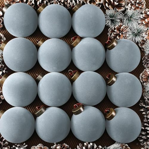 15 Stück Samt-Weihnachtskugeln, beflockte, bruchsichere Weihnachtskugeln aus Kunststoff, Weihnachtsbaumdekoration, Kugelornamente für Zuhause und Feiertagsparty-Dekoration (Blau)