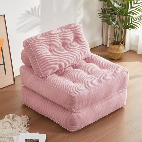 Canapé-lit Pliable et Convertible avec Oreiller, Matelas avec Support Dorsal, Fauteuil-lit Portable et Confortable pour Salon, Chambre à Coucher,Rose