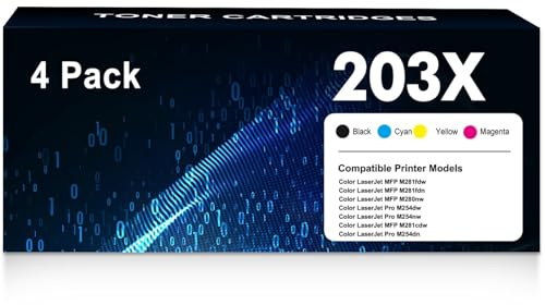 203X 203A M281fdw Toner Kompatibel für HP 203X 203A Toner Set 4-Pack | Kompatibel für HP Color LaserJet Pro MFP M281fdw M281fdn M280nw M281cdw M281 M254dw M254nw M254dn Schwarz Cyan Gelb Magenta