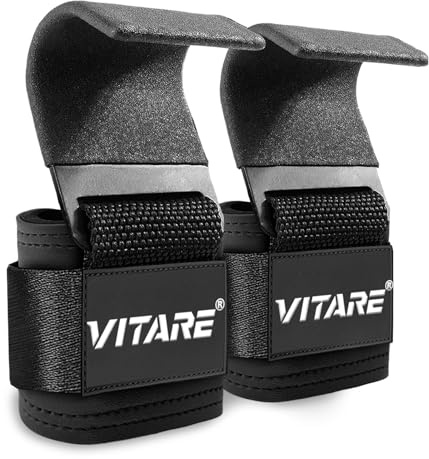 Weight Lifting Hooks for Deadlifts, Heavy Duty Capacity Lifting Straps with Padded Wrist Support, Non-Slip Rubber Coated Steel Hooks for Powerlifting, Pull Ups, Rows, Gym Workout Straps for Men Women