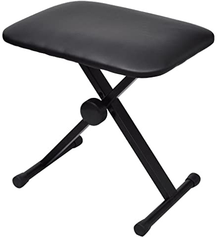 GeenYuu Verstellbarer Klavierhocker aus Stahl mit Kunstleder, höhenverstellbar in 3 Stufen, klappbar, gepolstert, ideal für Musiker, Keyboard, Schlagzeug und Bühne