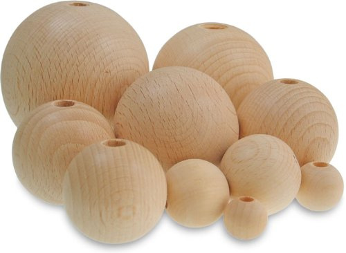 Basteln mit Holz - Roh-Holzkugeln 25mm, mit Bohrung Loch-Ø 6mm, 50 Stück