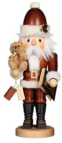 Christian Ulbricht Erzgebirge Nussknacker Weihnachtsmann mit Teddy nat