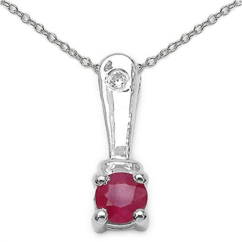 Schmuck-Schmidt-Collier/Kette-Anhänger Rubin/Weißtopas-925 Silber-Rhodiniert-0,19 Karat