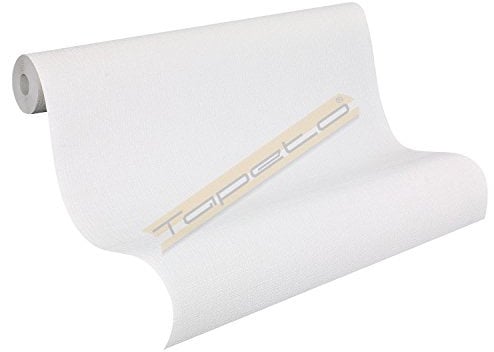 A.S. Création Vliestapete 10,05 m x 0,53 m - Textilstruktur Weiß, Grau - einfarbige Tapete Made in Germany - 249425