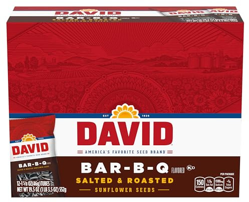 DAVID Sunflower Seeds, Bar-B-Q Flavor, 1.625 oz. (Pack of 12)