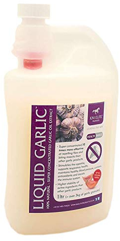 KM Elite Liquid Garlic | Fly Repellent Supplement | Supports Immune System | Stimulates Appetite | Super Concentrated | High Quality Ingredients (1ltr)