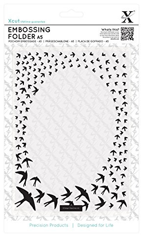 Xcut A5 Embossing Folder Swallow Frame, DIY Arts & Craft Accessories, Card Making Supplies Embossing Decoration, Scoring Supplies & Crafting Tool Accessories, Scrapbooking, Embossing Ink Pads