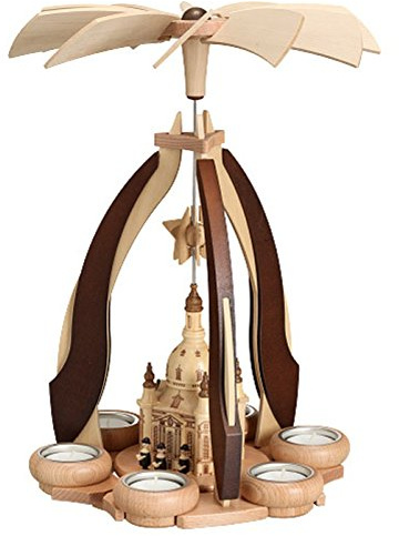 Design-Pyramide für Teelicht 36cm Frauenkirche Dresden Handwerkskunst aus dem Erzgebirge z0575