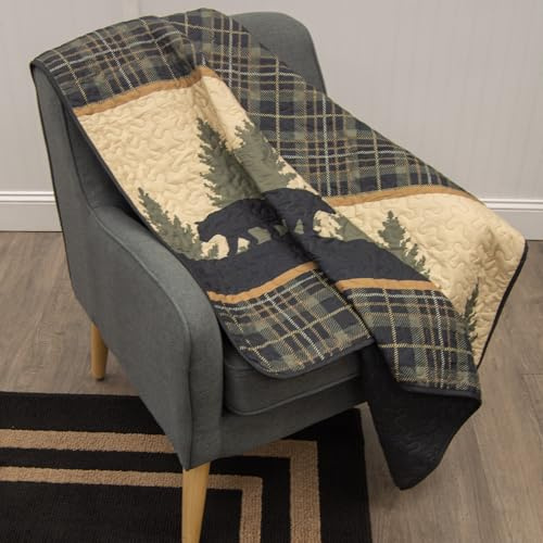 Donna Sharp Microfiber Throw – Bear Walk Plaid Microfiber Throw Quilt Measures 50” x 60” – Machine Washable