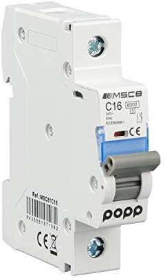 POPP® Interruptor Automático Magnetotérmico industrial CURVA C 1P 2P 3P + 6A 10A 16A 20A 25A 32A 40A 50A 63A (1P, 16A)