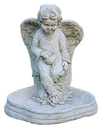 Steinfiguren Horn Vogeltränke als Engel