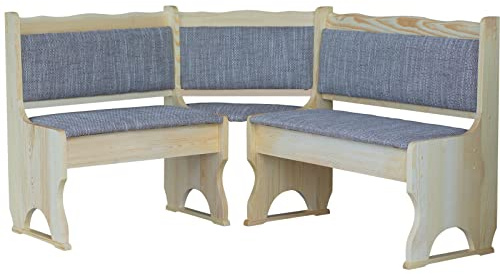 k koma Banco esquinero de pino lacado con acolchado de madera maciza beige (160 x 200)