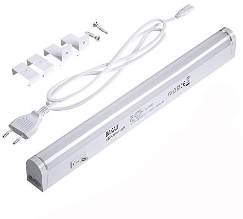 BAKAJI Lampada Luce Sottopensile Cucina Lunghezza 30cm Barra LED 4W Bianco Naturale 4000K Alta Luminosità 330LM Faretto Slim Sotto pensile Risparmio Energetico per Mobili prolungabile (30 cm)