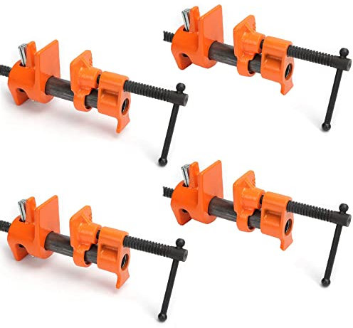 Y&Y Decor 4 Pack 1/2 Wood Gluing Pipe Clamp Set Heavy Duty PRO Woodworking Cast Iron
