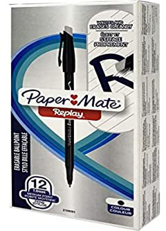 PAPER MATE Replay radierbarer Kugelschreiber zum 40. Jahrestag, limitierte Edition, 12 Stück, Schwarz