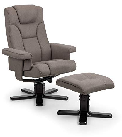 Julian Bowen Malmo Drehbarer Ruhesessel und Hocker, graues Leinen