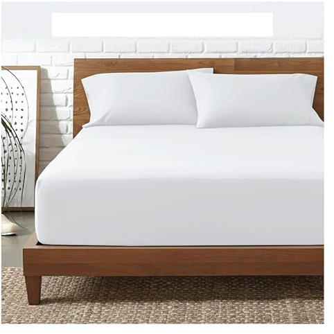 Funky Gadgets Deep Fitted Sheet Single White 300 Thread Count 100% Egyptian Cotton Fitted Sheet Deep Pocket 12 Inch (30cm), Breathable Bottom Bed Sheets Without Pillow cases (90 X 190cm).