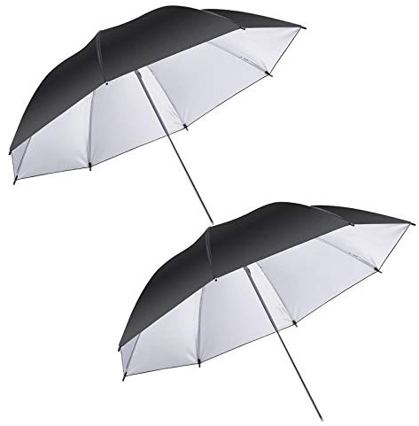Reflective Umbrella 2 x 43 Photo Studio Black Silver Photography Umbrella, Ideal for Portraiture Product Object General Photography Video Lighting, 2 Packs