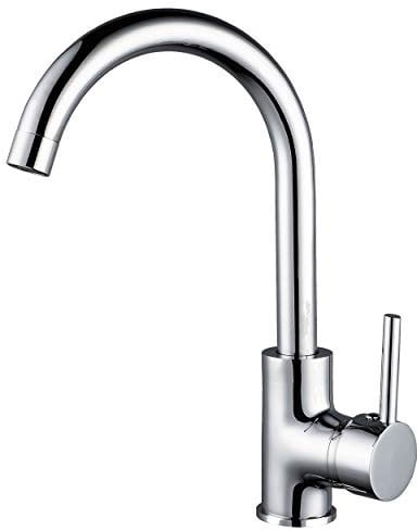 ZXC Niederdruck Küchen Armatur mit schwenkbaren Auslauf, moderner Einhandmischer Wasserhahn komplett verchromt