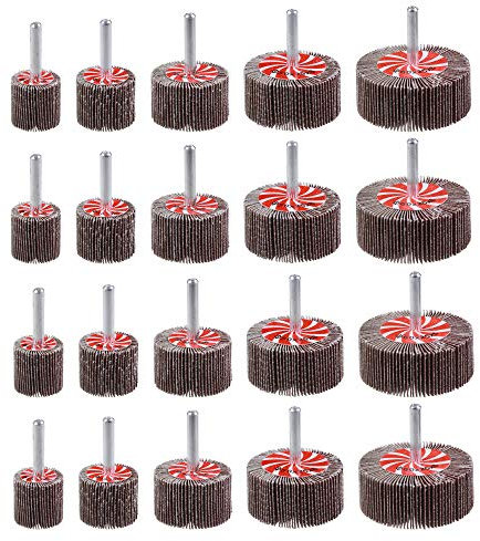 Mixiflor 20 pezzi 5 misure 60/80/120/240 grana abrasiva lamellare levigatrice, 1/4 di pollice gambo lamellare ruote per trapano, smerigliatrice lamellare ruota lamellare per trapano